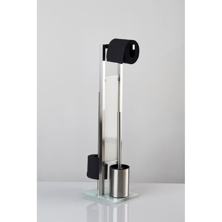 WENKO 21564100 - WC kefa RIVALTA 18x70 cm nerez/strieborná/biela/čierna