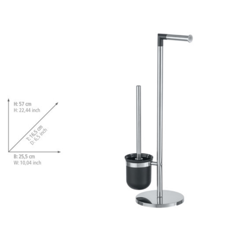 WENKO 21836800 - WC kefa PARUS 25,5x57 cm nerezová/strieborná/čierna