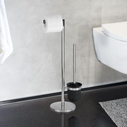 WENKO 21836800 - WC kefa PARUS 25,5x57 cm nerezová/strieborná/čierna