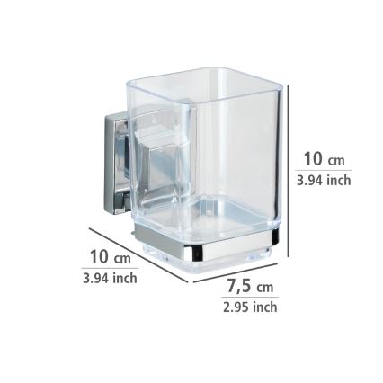 WENKO 22680100 -Pohárik VACUUM-LOC QUADRO ED 7,5x10 cm strieborný/lesklý chróm/priehľadný