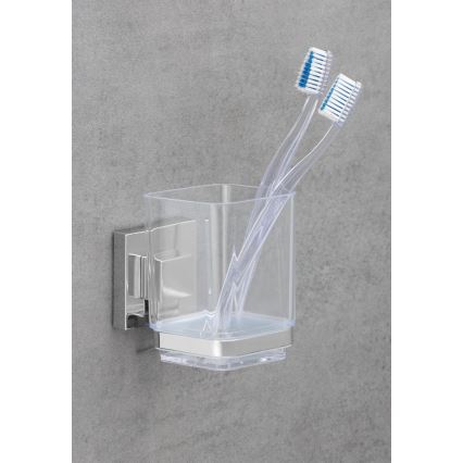 WENKO 22680100 -Pohárik VACUUM-LOC QUADRO ED 7,5x10 cm strieborný/lesklý chróm/priehľadný