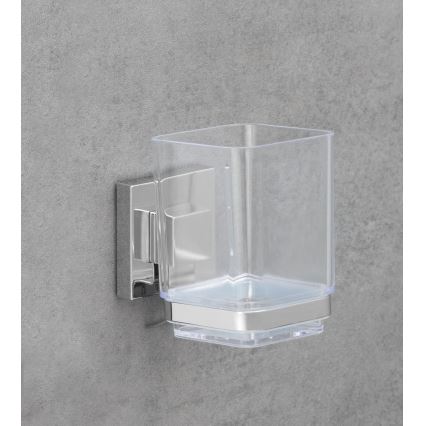 WENKO 22680100 -Pohárik VACUUM-LOC QUADRO ED 7,5x10 cm strieborný/lesklý chróm/priehľadný