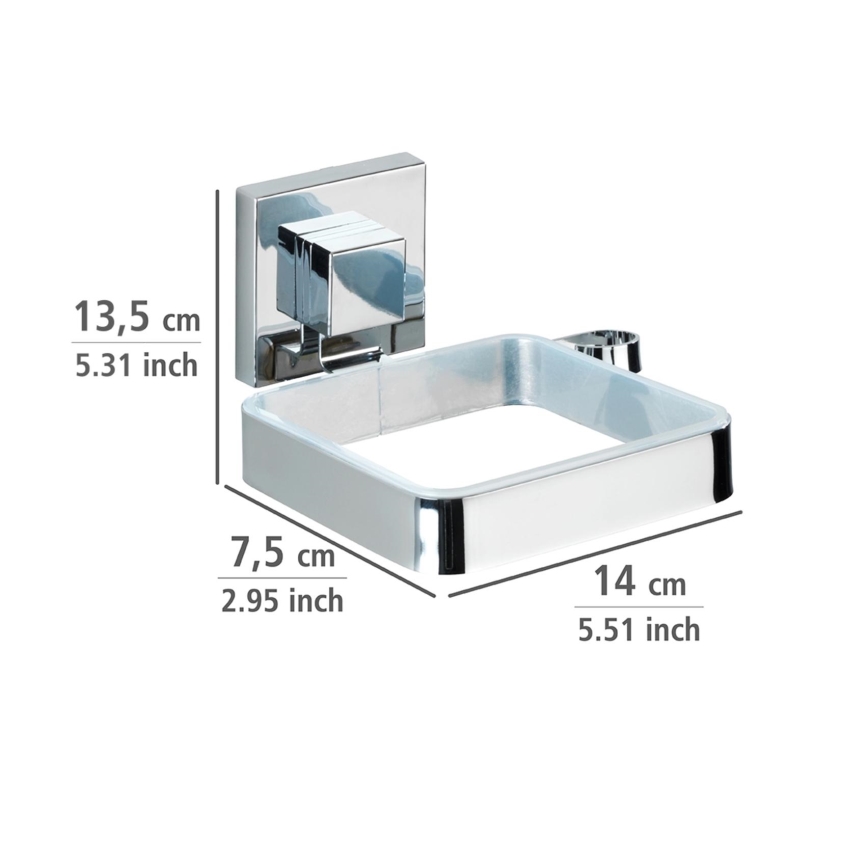 WENKO 22682100 -Držiak na fén VACUUM-LOC QUADRO ED 13,5x14 cm strieborný/chróm