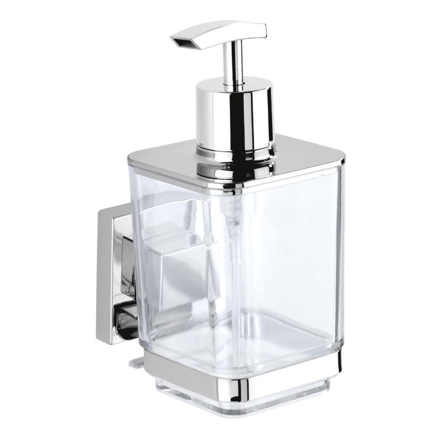 WENKO 22683100-Dávkovač mydla VACUUM-LOC QUADRO ED 7,5x16 cm strieborný/lesklý chróm