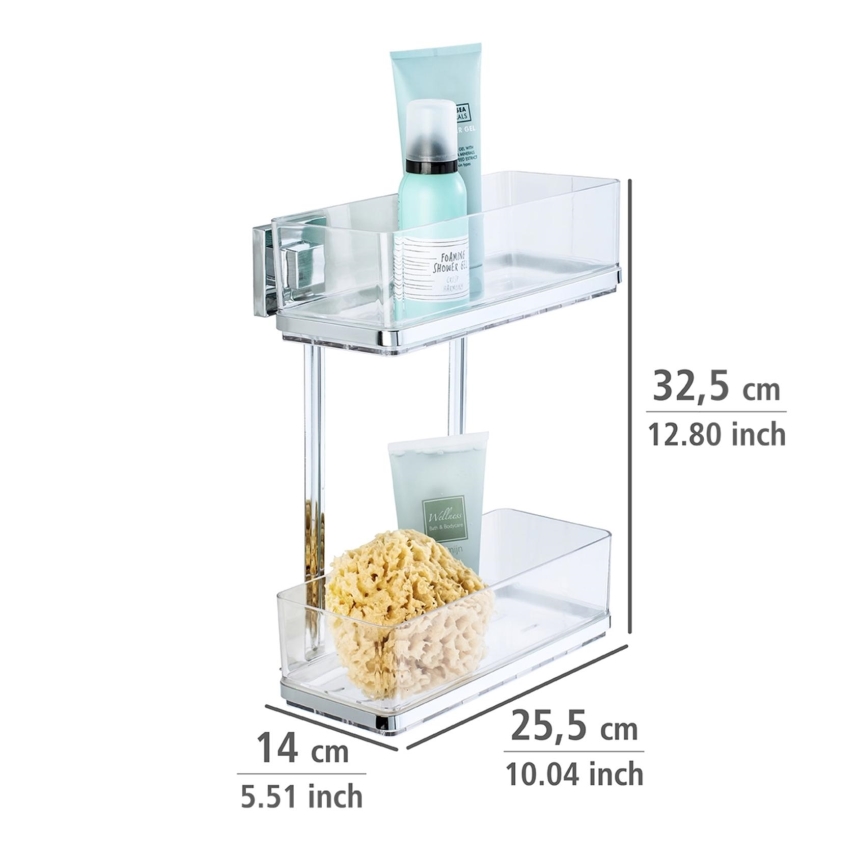 WENKO 22691100-Polica VACUUM-LOC QUADRO ED 25,5x32,5 cm strieborná/lesklý chróm/priehľadná