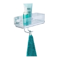 WENKO 22694100-Polica VACUUM-LOC QUADRO ED 25,5x15 cm strieborná/lesklý chróm/priehľadná