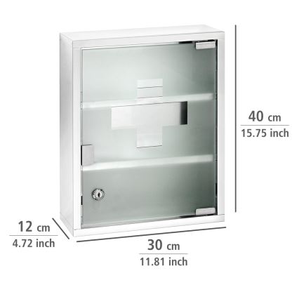 WENKO 22924100 - Lekárnička 30x40 cm nerez/strieborná