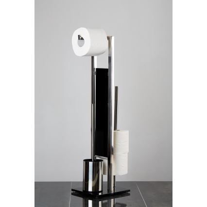 WENKO 22983100 - WC kefa RIVALTA 18x70 cm nerezová/strieborná/čierna