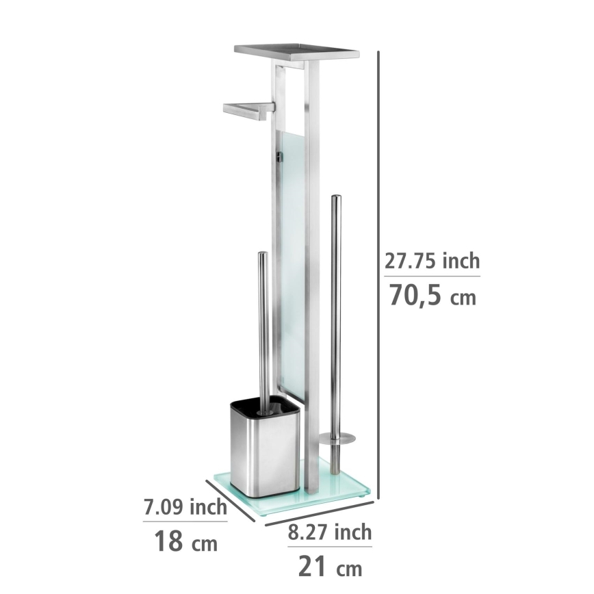 WENKO 23364100 - WC kefa DEBAR 21x70,5 cm nerezová/satinovaná/biela