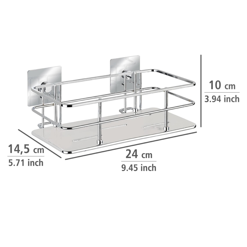 WENKO 23854800-Polica TURBO-LOC QUADRO ED. 24x14,5 cm nerezová oceľ/lesklý chróm