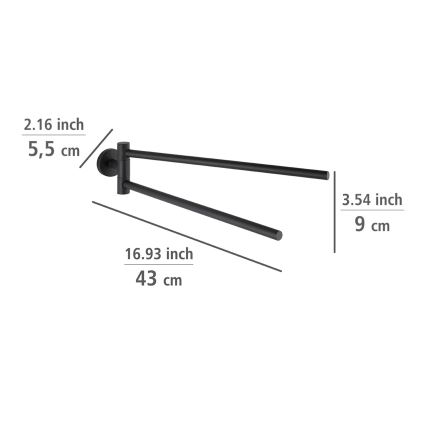 WENKO 24238100-Držiak uterákov BOSIO BLACK 5,5x43 cm nerez/strieborná