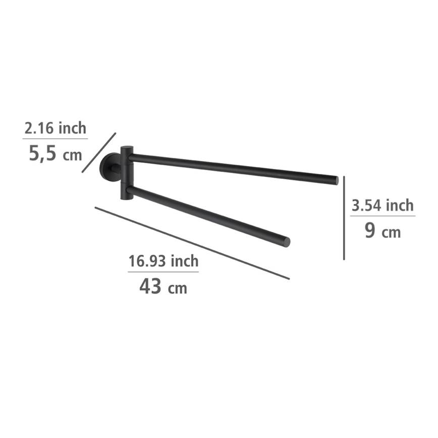 WENKO 24238100-Držiak uterákov BOSIO BLACK 5,5x43 cm nerez/strieborná