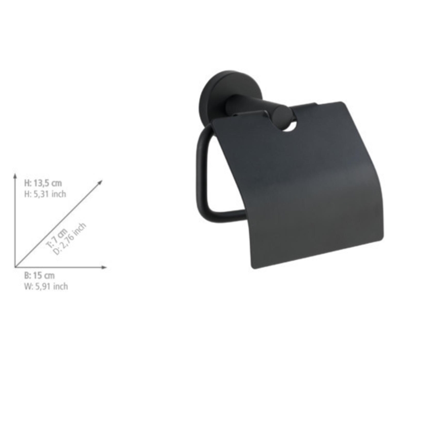 WENKO 24241100-Držiak toaletného papiera BOSIO BLACK 15x13,5 cm nerez/strieborná