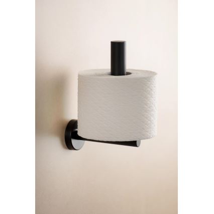 WENKO 24262100-Držiak toaletného papiera BOSIO BLACK 8x18 cm nerez/strieborný