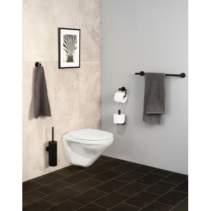WENKO 24262100-Držiak toaletného papiera BOSIO BLACK 8x18 cm nerez/strieborný