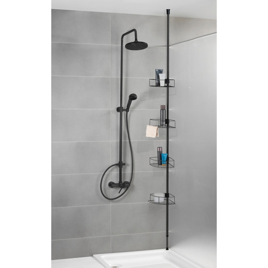 WENKO 24568100-Rohová polica DOLCEDO 31x230 cm nerez/čierna