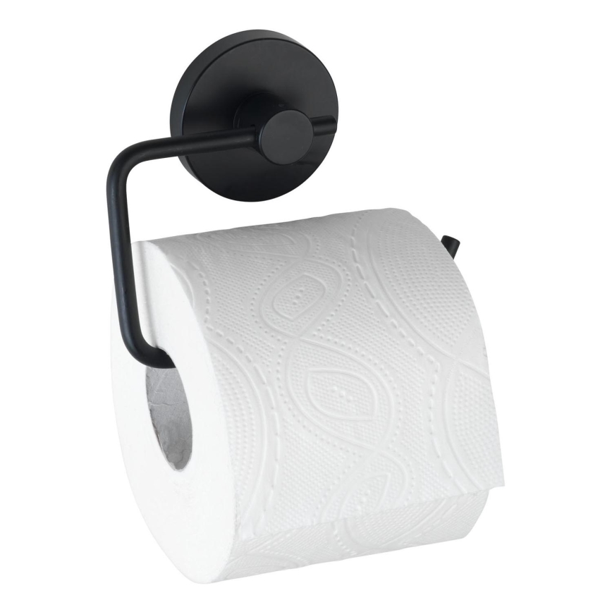 WENKO 24738100 - Držiak toaletného papiera VACUUM-LOC, okrúhly, 13,5 x 10,5 cm, čierny