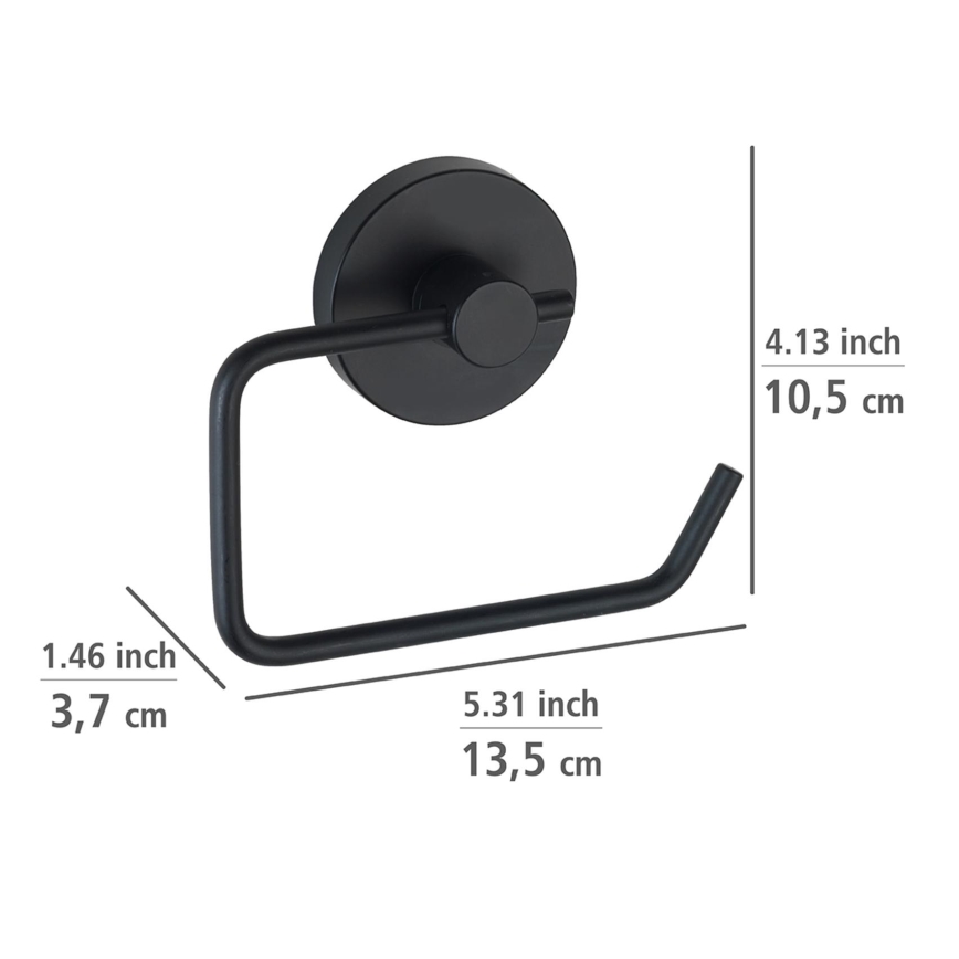 WENKO 24738100 - Držiak toaletného papiera VACUUM-LOC, okrúhly, 13,5 x 10,5 cm, čierny