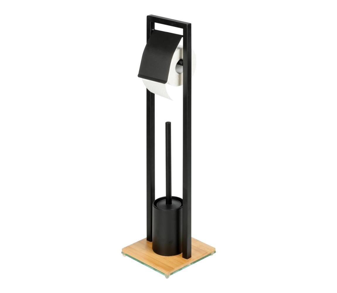 WENKO 24751100 - WC sada BAMBUSA 18x72,5 cm čierna/hnedá 24751100