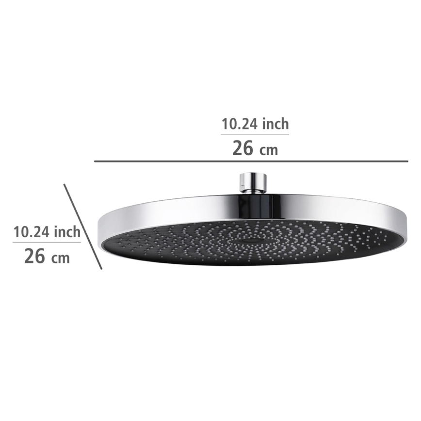 WENKO 24910100 - Sprchová hlavica SOFTWATER 26x26 cm lesklý chróm/čierna