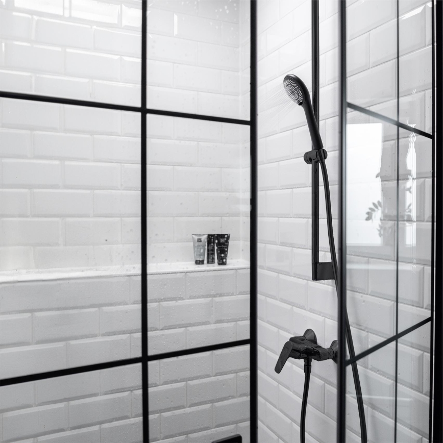 WENKO 24924100 - Sprchová hlavica Systém úspory vody 11x11 cm čierna