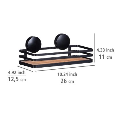 WENKO 24979800-Polica ALBA 26,5x12,5 cm čierna/hnedá
