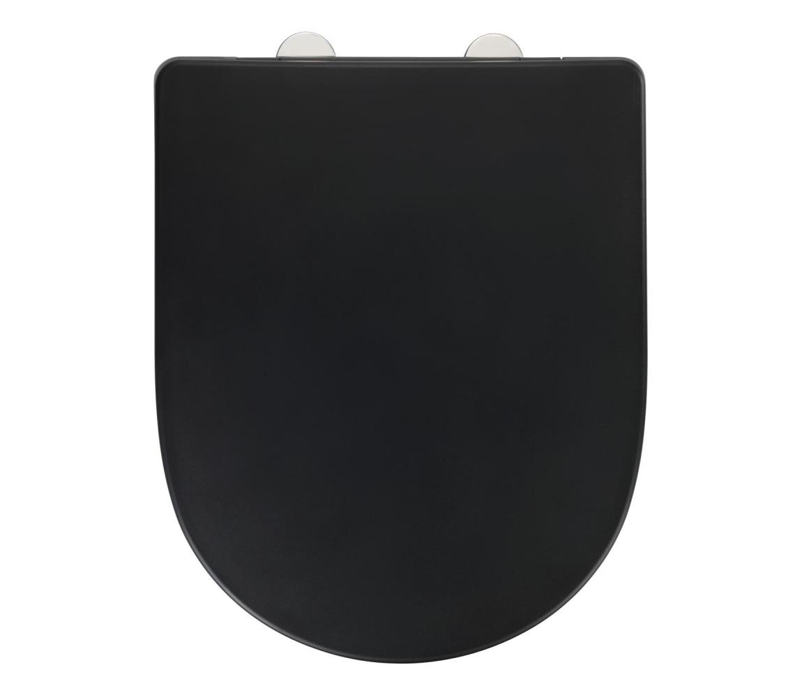 WENKO 24989100 - WC sedadlo EXCLUSIVE 36,5x45 cm čierne/strieborné 24989100