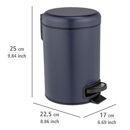 WENKO 25153100 - Odpadkový kôš LEMAN 17x25 cm modrá/čierna