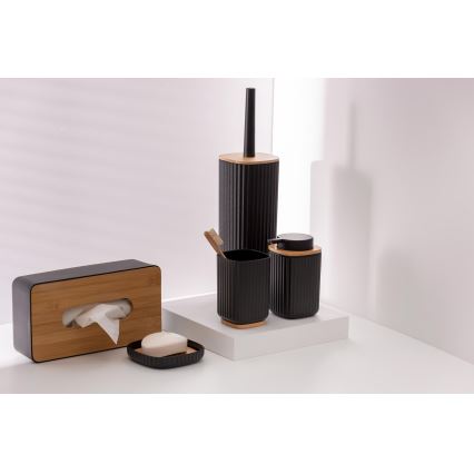 WENKO 25298100 - Dávkovač na mydlo ROTELLO 8,9x12,7 cm čierna/hnedá