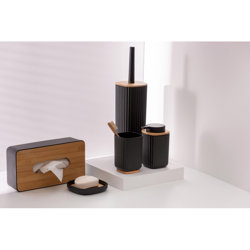 WENKO 25298100 - Dávkovač na mydlo ROTELLO 8,9x12,7 cm čierna/hnedá