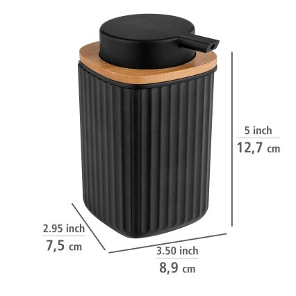 WENKO 25298100 - Dávkovač na mydlo ROTELLO 8,9x12,7 cm čierna/hnedá