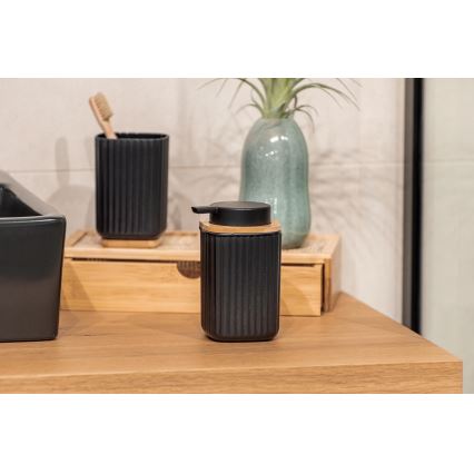 WENKO 25298100 - Dávkovač na mydlo ROTELLO 8,9x12,7 cm čierna/hnedá