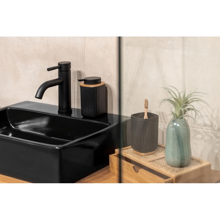 WENKO 25298100 - Dávkovač na mydlo ROTELLO 8,9x12,7 cm čierna/hnedá