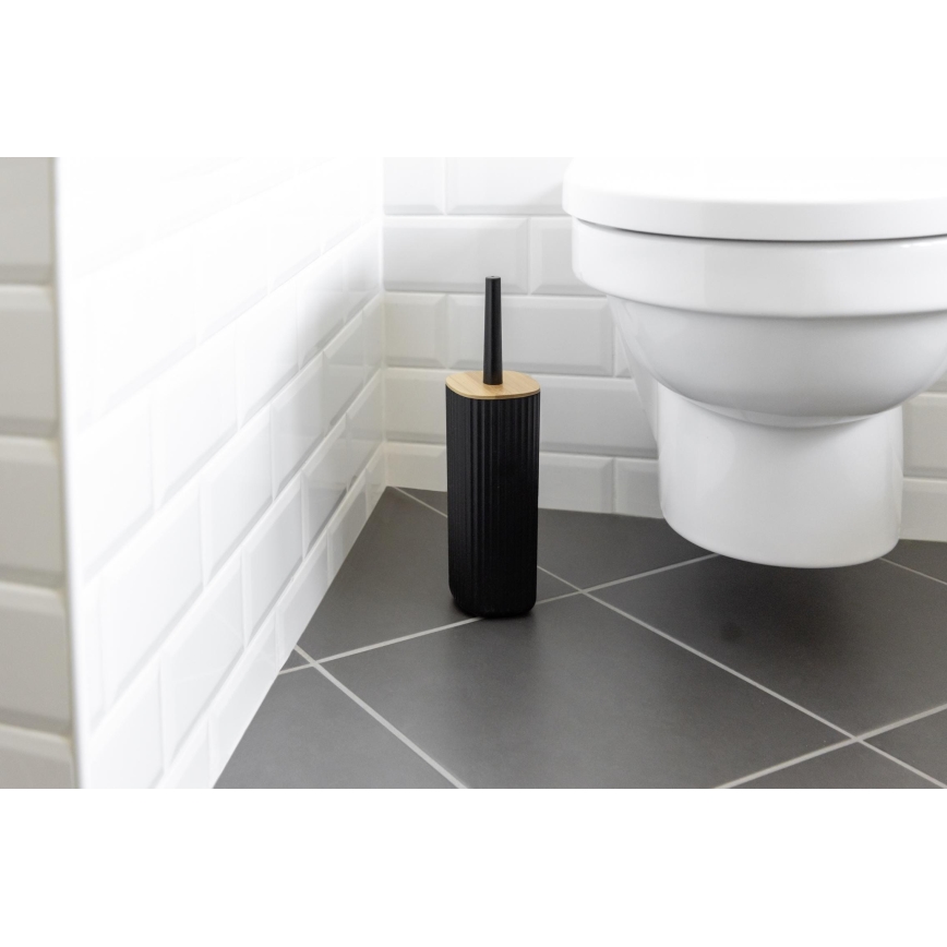 WENKO 25304100 - WC sada ROTELLO 10x36 cm čierna/hnedá