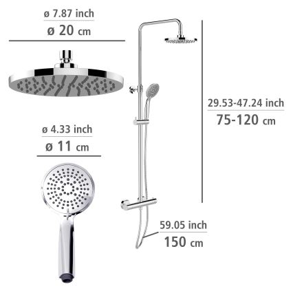 WENKO 25483100 - Sprchový systém WATERSAVING SYSTEM 120 cm lesklý chróm