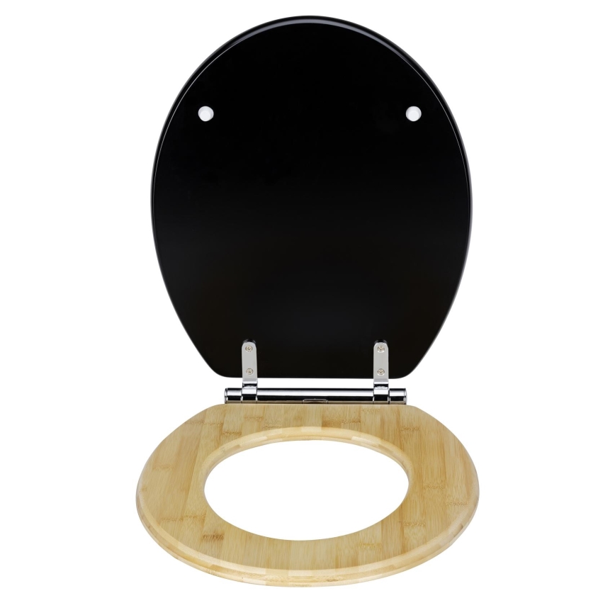 WENKO 25772100 - WC sedadlo BAMBUZA 37x44 cm čierna/hnedá/lesklý chróm