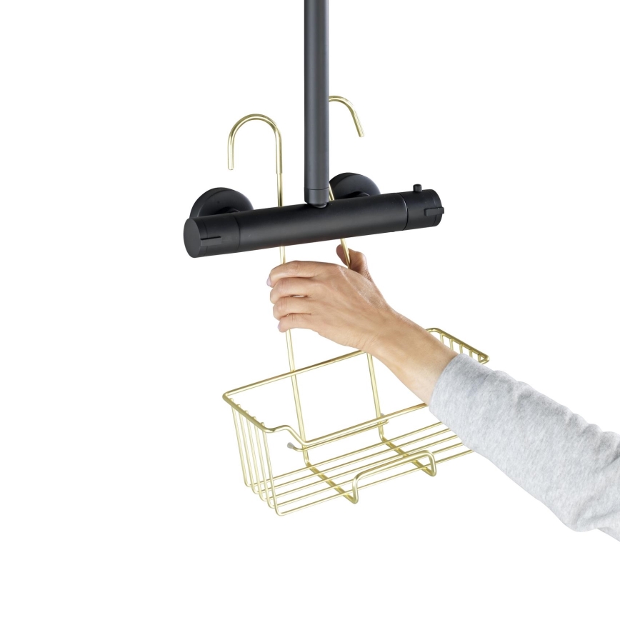 WENKO 25937100 - Sprchový kôš MILO 25x36 cm nerezová oceľ/zlatá/číra