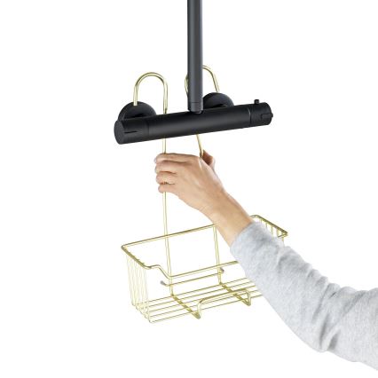 WENKO 25937100 - Sprchový kôš MILO 25x36 cm nerezová oceľ/zlatá/číra