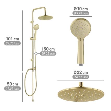WENKO 26182100 - Sprchový systém YOUNG LINE 101 cm zlatý