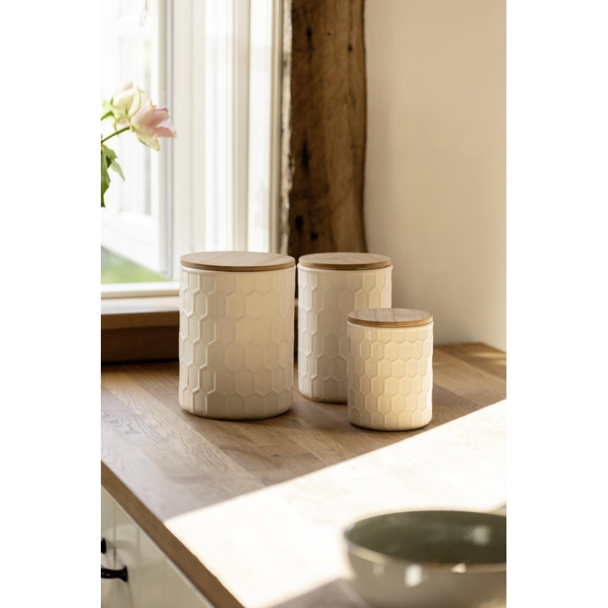 WENKO 54222100 - Úložný box MAYA 13x17 cm biela/hnedá