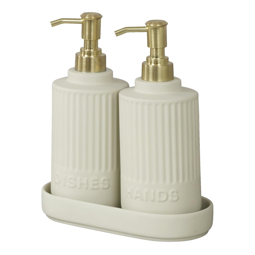 WENKO 54651100 - Dávkovač mydla HEIDI 19x21 cm krémová/zlatá/biela
