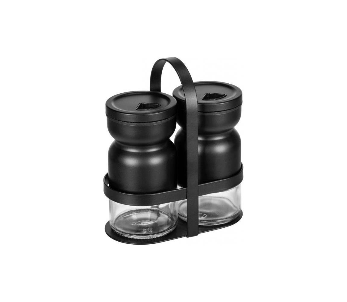 WENKO 55081100 - Sada koreničiek BLACK OUTDOOR KITCHEN 12x14,5 cm priehľadná/čierna 55081100