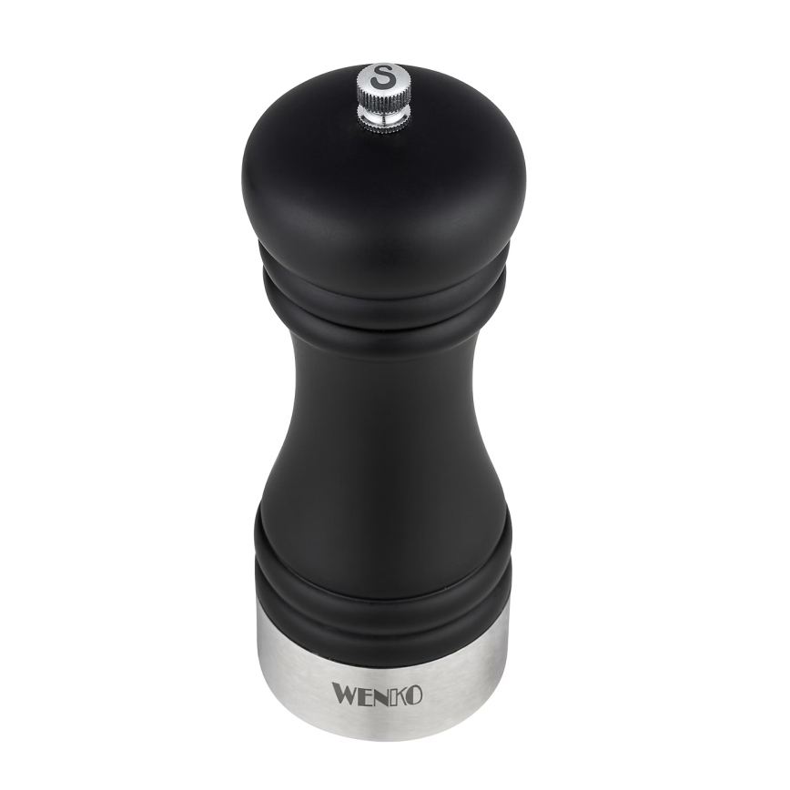 WENKO 55082100-Mlynček na soľ BLACK OUTDOOR KITCHEN 5x17,5 cm strieborná/čierna/biela