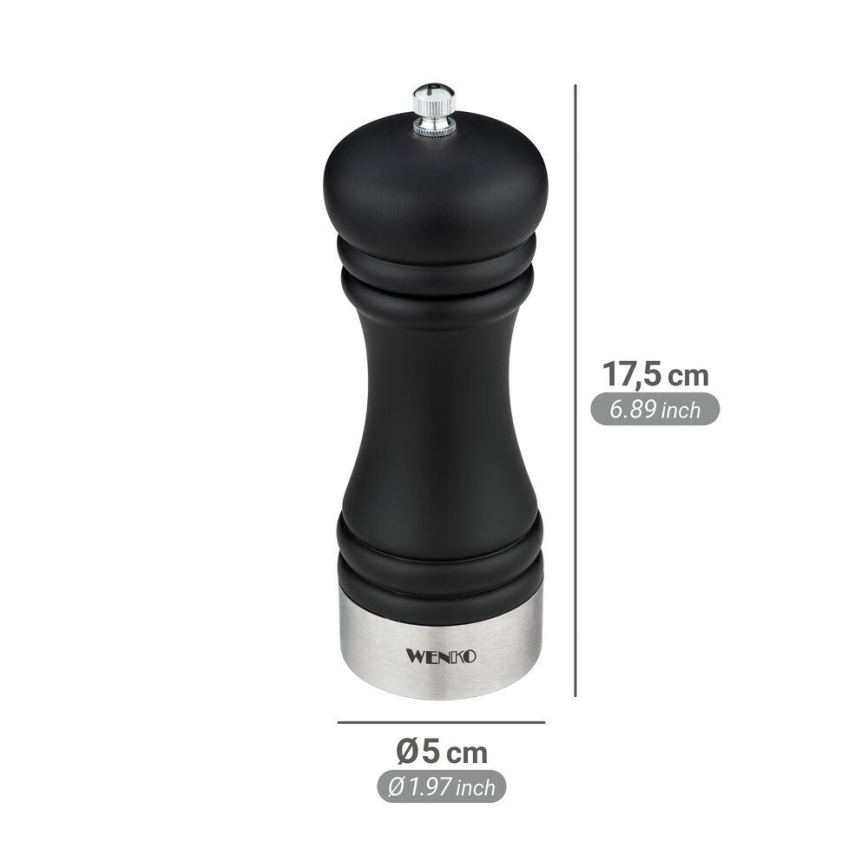 WENKO 55083100-Mlynček na korenie BLACK OUTDOOR KITCHEN 5x17,5 cm čierna/biela