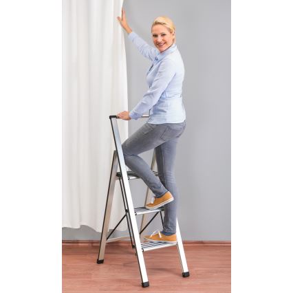 WENKO 601011100 - Stupienkový rebrík ALU-DESIGN 44x101 cm strieborná/čierna