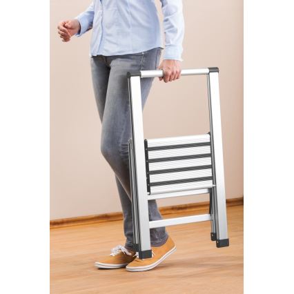 WENKO 601011100 - Stupienkový rebrík ALU-DESIGN 44x101 cm strieborná/čierna