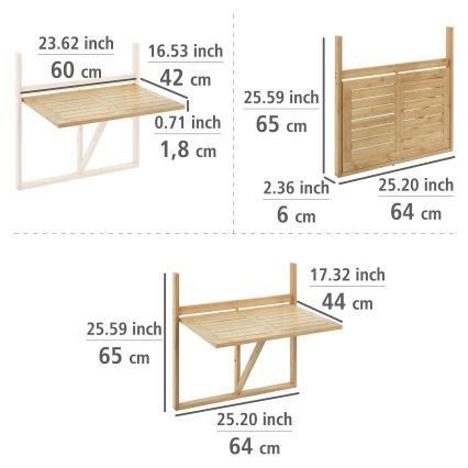 WENKO 69806800 - Stôl WAIKIKI 64x65 cm biela/hnedá