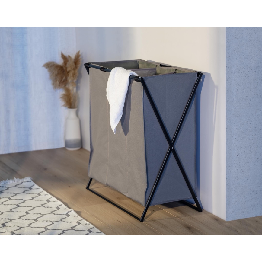 WENKO 71297800 - Kôš na bielizeň TRIO 69x76 cm sivá/čierna
