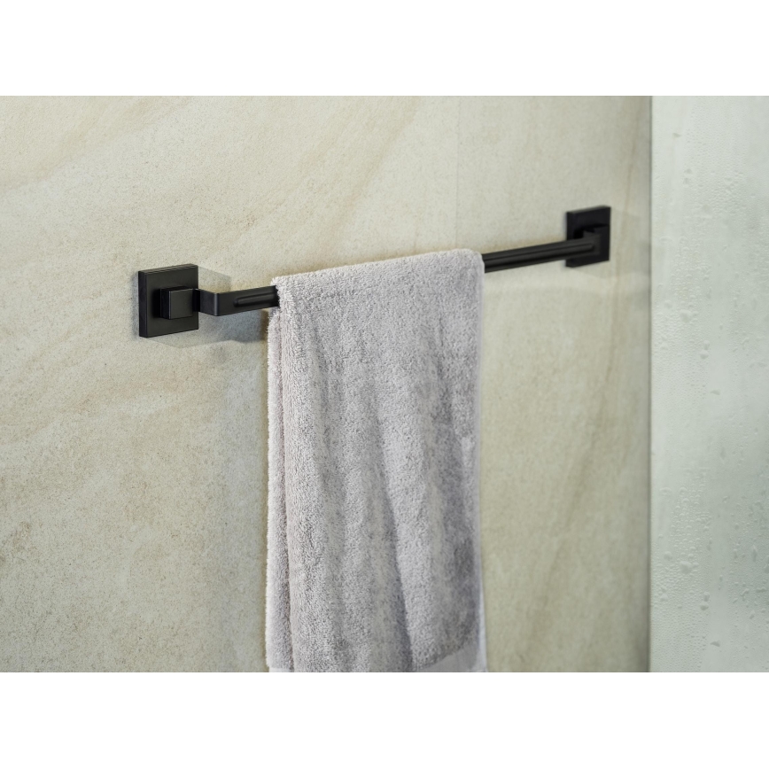 WENKO 71445800 - Tyč na uteráky VACUUM-LOC QUADRO ED 60,5x6 cm čierna