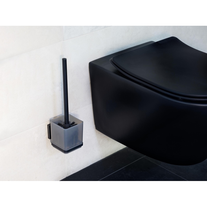 WENKO 71450800 - WC sada VACUUM-LOC QUADRO ED 9,5x37 cm čierna